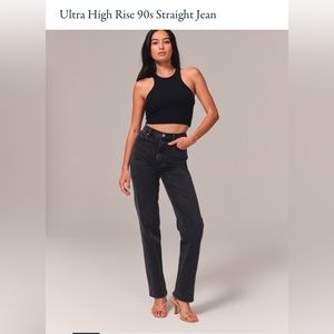 Abercrombie Ultra High Rise 90s Straight Jean, Black, Size 27/4R